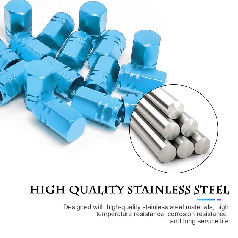 Fekey&JF 16 PCS Car Tire Valve Stem Caps, Waterproof Airtight Car Wheel Tire Valve Stem Covers Universal for Cars, Bicycles, Trucks, Motorcycles, Car Accessories for Men Women (Light Blue) - Image 3